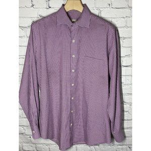 Peter Millar Shirt Mens‎ Medium Button Up Purple Gingham Check Weekender Wash